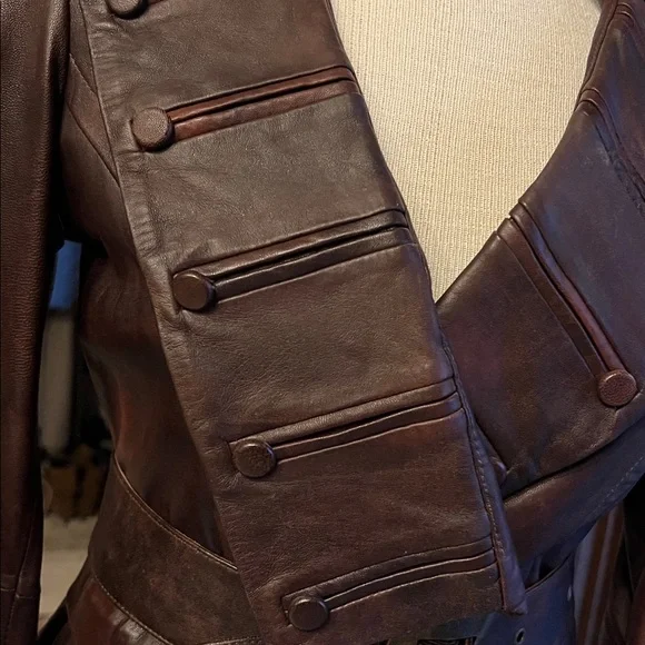 Vintage LAMB Brown Leather Women's Jacket - Picture 2 of 15